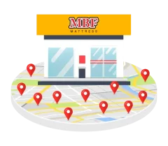 MBF Mattress showroom with map pins